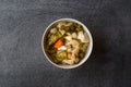 Mix of Turkish Pickles with Hot Green Pepper, Cabbage, Sauerkraut, Carrot and Cucumber in Bowl. Royalty Free Stock Photo