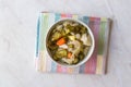 Mix of Turkish Pickles with Hot Green Pepper, Cabbage, Sauerkraut, Carrot and Cucumber in Bowl. Royalty Free Stock Photo