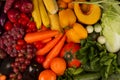 Mix various color vegetable and fruit background. Royalty Free Stock Photo