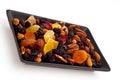 Mix of various dried fruit and nuts Royalty Free Stock Photo