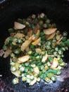 Mix vegetable of ladyfinger and poteto Royalty Free Stock Photo