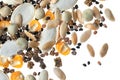 Mix of vegetable seeds on background, top view Royalty Free Stock Photo