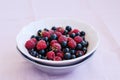 Mix of wild raspberry and black currant in bowl