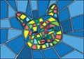Cat stained glass and Multicolored glass Royalty Free Stock Photo
