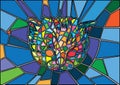 Cat stained glass and Multicolored glass Royalty Free Stock Photo