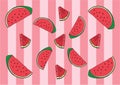 Watermelon red Wrapping paper and Wale Design pattern background