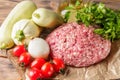 Mixe of ground meat minced beef and pork