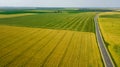 Mixed agricultural fields top view aerial photography Royalty Free Stock Photo