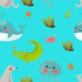 Mixed animal doodle vector illustration