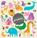 Mixed animals set vector illustration Royalty Free Stock Photo