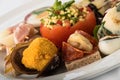 Mixed appetizers with meat, egg and vegetables Royalty Free Stock Photo