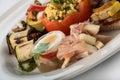 Mixed appetizers with meat, egg and vegetables Royalty Free Stock Photo