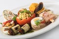 Mixed appetizers with meat, egg and vegetables Royalty Free Stock Photo