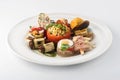 Mixed appetizers with meat, egg and vegetables Royalty Free Stock Photo