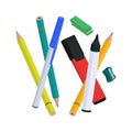 Mixed assorted office and school supplies Royalty Free Stock Photo