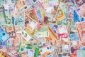 Mixed banknotes collection used for background,