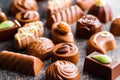 Mixed belgian pralines. Chocolate truffles. Royalty Free Stock Photo