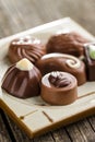 Mixed belgian pralines. Chocolate truffles. Royalty Free Stock Photo