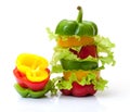 Mixed Bell Pepper with Lettuce Royalty Free Stock Photo