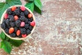 Mixed berries in a clay pot Royalty Free Stock Photo