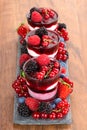 Mixed berries dessert on small slate tray Royalty Free Stock Photo