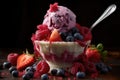 mixed berries on top of a scoop of ice cream Royalty Free Stock Photo