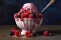 mixed berries on top of a scoop of ice cream Royalty Free Stock Photo