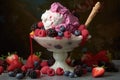 mixed berries on top of a scoop of ice cream Royalty Free Stock Photo