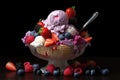 mixed berries on top of a scoop of ice cream Royalty Free Stock Photo