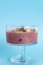 Mixed Berry Acai Smoothie Bowl on a light blue background