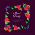 Mixed berry border with purple background