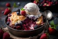 Mixed berry cobbler food photography close up shot image generative AI Royalty Free Stock Photo