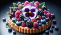 Mixed Berry mini Tart with Edible Flowers