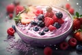 Mixed berry smoothie bowl healthy food background