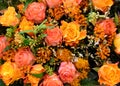 Mixed boquet with autumn colored roses Royalty Free Stock Photo