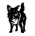 Cute mixed breed pet dog black and white vector portrait