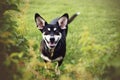 Mixed-breed between Siberian Husky in a beautiful field Royalty Free Stock Photo