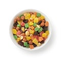 Mixed candied fruit nuts in ceramic bowl Royalty Free Stock Photo