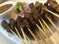 Mixed chicken and beef satay Royalty Free Stock Photo