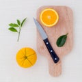 Mixed citruses fruit oranges, lemon on wooden background with or