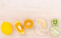 Mixed citruses fruit oranges, pomelo , lemon and lime on wooden Royalty Free Stock Photo