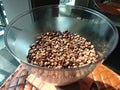 Mixed coffee beans with grinding