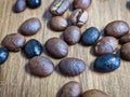 Mixed Coffee Beans on Wooden Table