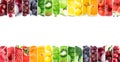 Mixed of color fruits and vegetables. Collage of fresh ripe food. Food concept Royalty Free Stock Photo