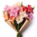 Mixed Color Gladiolus Flower Bouquet - Pink And Beige Style