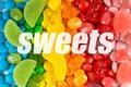 Mixed colorful candies. Color sweets background.