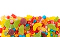 Mixed colorful candies. Color sweets on white background Royalty Free Stock Photo