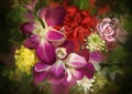 Mixed colorful flower bouquet,painting