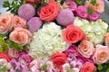 Mixed colorful flowers background. beautiful festive bouquet close up Royalty Free Stock Photo