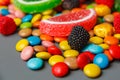 Mixed colorful fruit bonbon close up Royalty Free Stock Photo